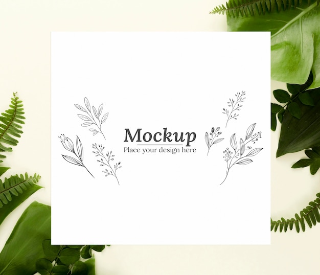 PSD sortido de folhas verdes com mock-up