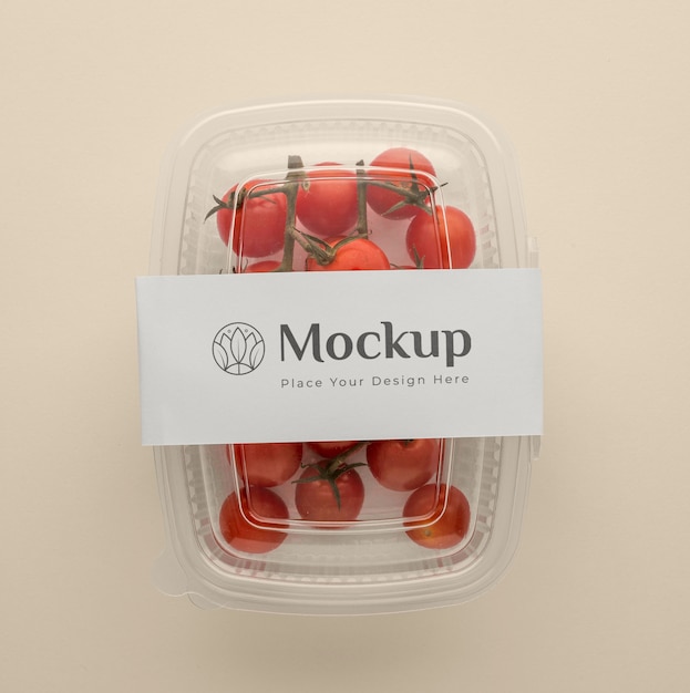 Sortido de tomates em embalagem mock-up