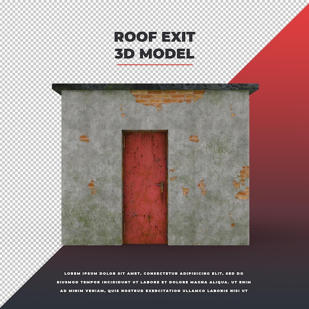 PSD sortie de toit avec porte modèle 3d