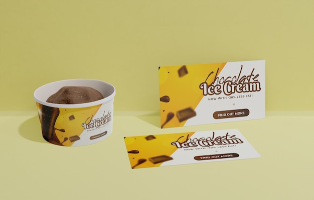 PSD sorvete de chocolate em recipiente