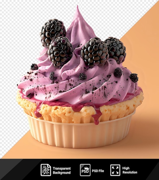 PSD sorvete de queijo de blackberry em um copo branco png