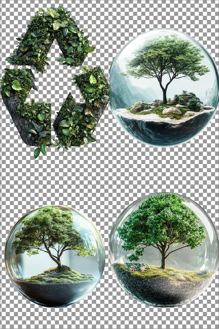 sostenibilidad icono de renderizado 3D hiperrealista PNG aislado con fondo transparente claro altamente D