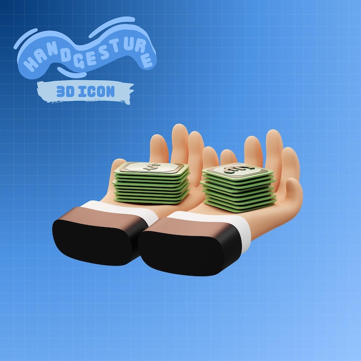 PSD sosteniendo dólares dinero gesto de mano