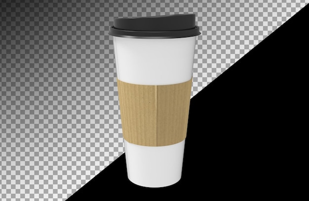 sosteniendo una taza de papel de café en la vista blanca PSD Premium