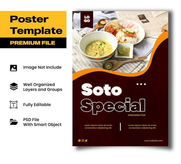 Soto spezielle postervorlage, poster für asiatische speisen