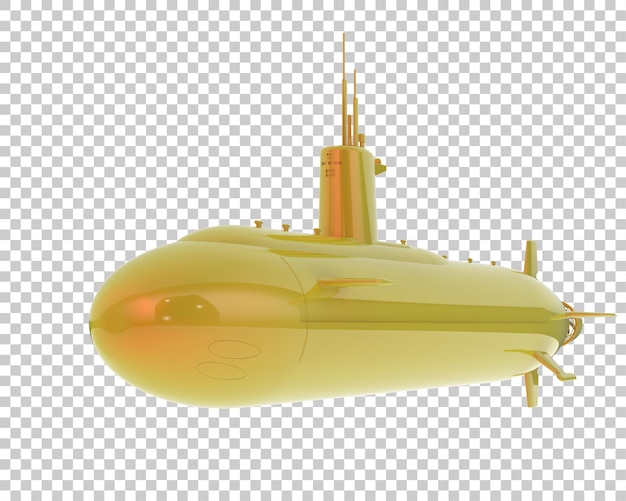 Sottomarino su sfondo trasparente 3d rendering illustrazione