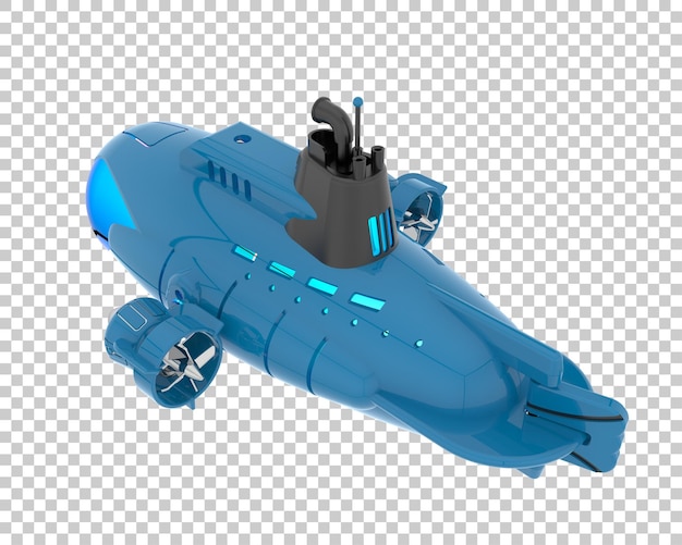Sottomarino su sfondo trasparente 3d rendering illustrazione