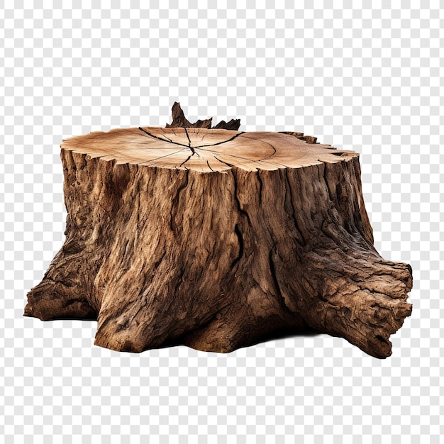 Une souche d'arbre isolée sur un fond transparent