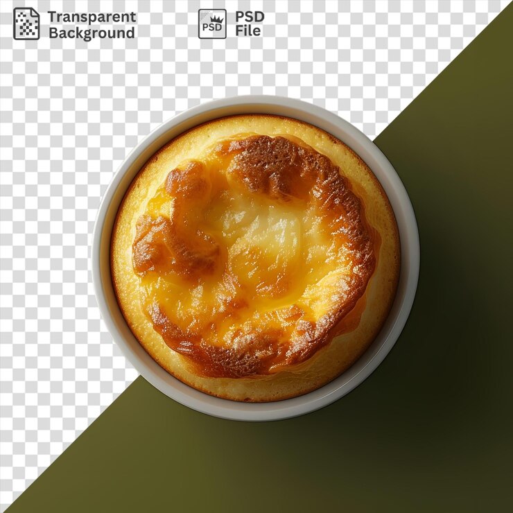PSD souffle di formaggio in una ciotola su uno sfondo verde