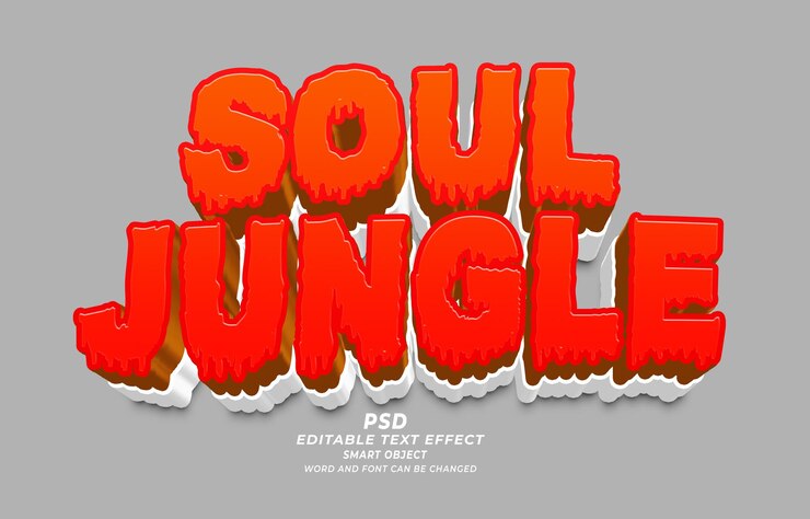 PSD soul jungle psd 3d efecto de texto editable