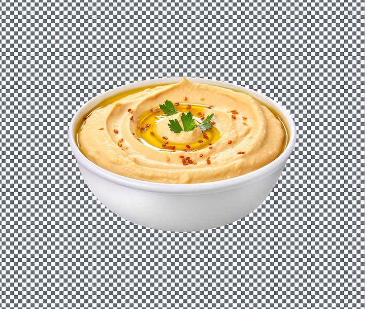 PSD soummy hummus in ciotola isolato su sfondo trasparente