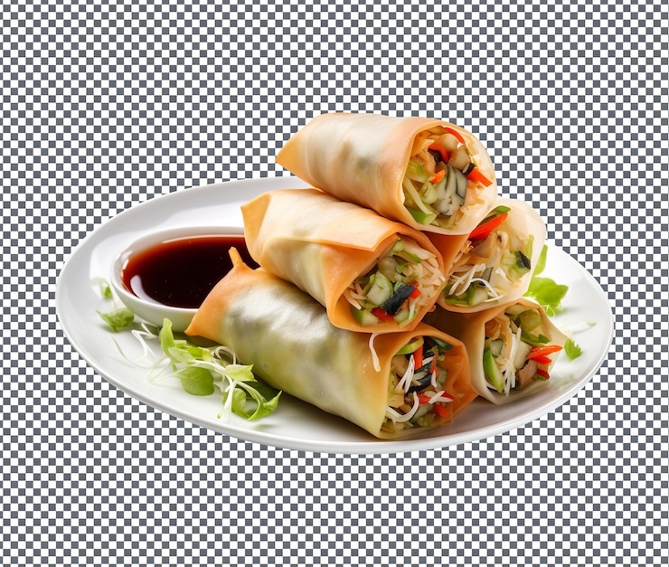 PSD soummy vegetarian spring rolls aislados en un fondo transparente
