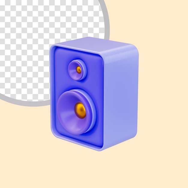 Soundbox-Symbol 3D-Renderkonzept für Play-Film-Musik-Party-Club-DJ-Konzert und Zeremonie