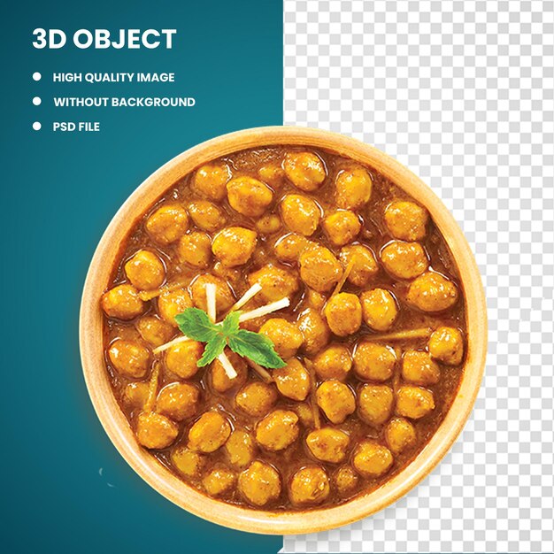 PSD soupe de boulettes de viande 3d chana masala cuisine punjabi cuisine indienne poulet tikka masala poulet tandoori