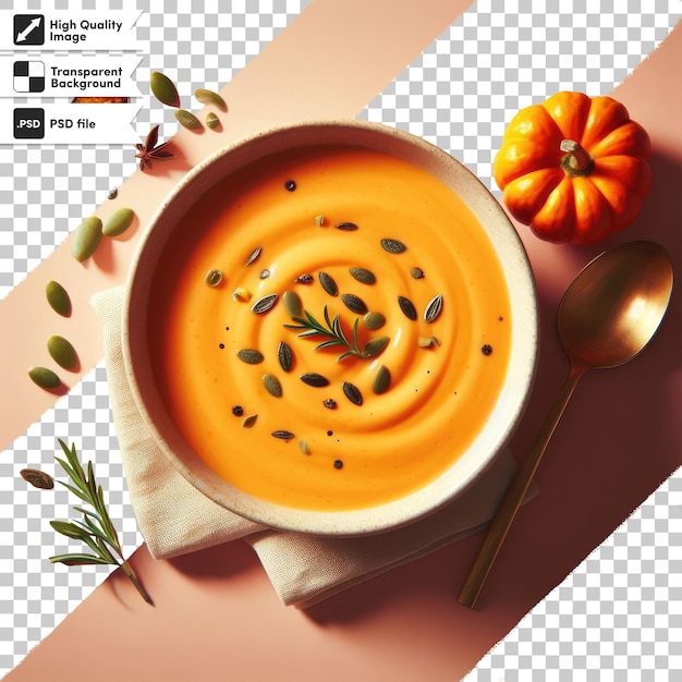 PSD soupe de citrouille d'automne psd sur un bol sur un fond transparent