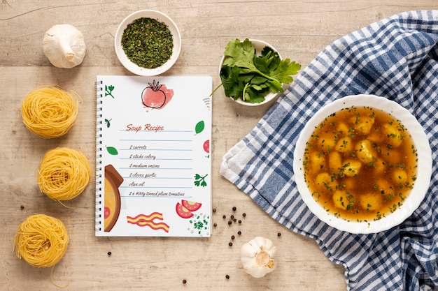 Soupe Avec Composition Des Ingrédients Et Maquette De Recette