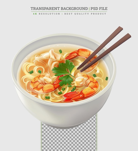 PSD soupe miso japonaise sur fond blanc