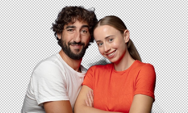 souriant à la caméra avec les bras croisés et une expression heureuse confiante satisfaite vue latérale