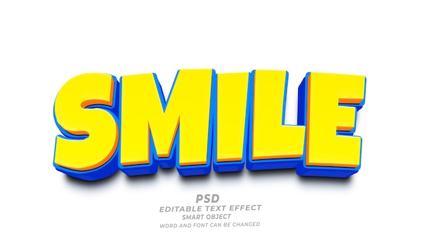 PSD sourire 3d style d'effet de texte photoshop modifiable