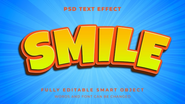 PSD sourire effet de texte modifiable