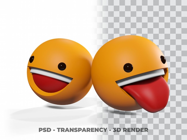 PSD sourire émoticne 3d avec fond transparent