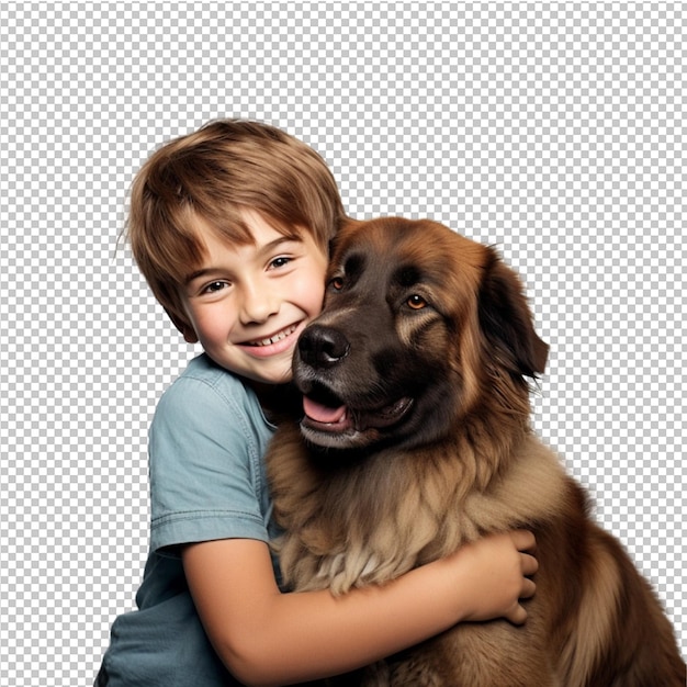 Le sourire heureux des enfants et du chien