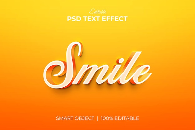 Sourire maquette d'effet de texte 3d modifiable coloré PSD Premium