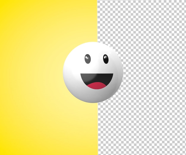 PSD sourire visage emoji 3d illustration vue de face png fond transparent