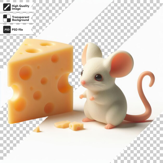 PSD souris d'animation psd et un morceau de fromage sur un fond transparent
