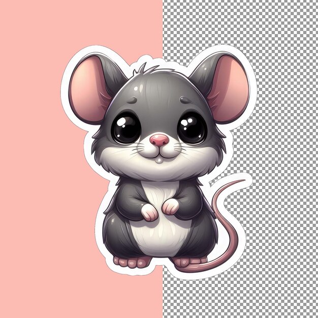 PSD souris ludique avec de grandes oreilles autocollant png