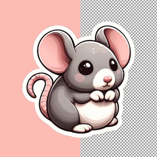 PSD souris ludique avec de grandes oreilles autocollant png