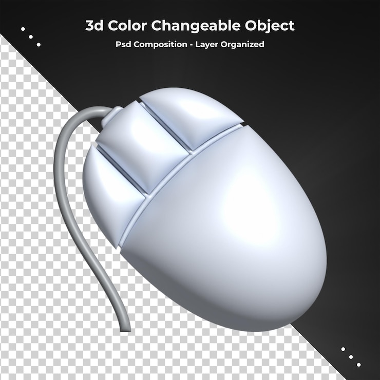 PSD souris d'ordinateur 3d rendu tendance et moderne dans la composition psd de style 3d