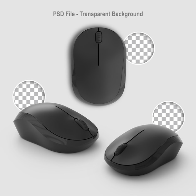 PSD souris sans fil réaliste de rendu 3d