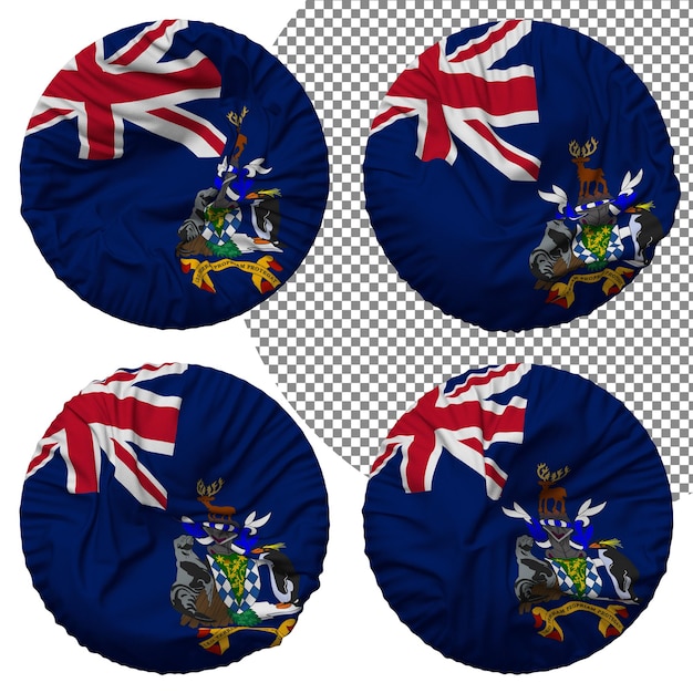 South Georgia and the South Sandwich Flag Round Isolated Different Style Bump Texture 3D Rendering