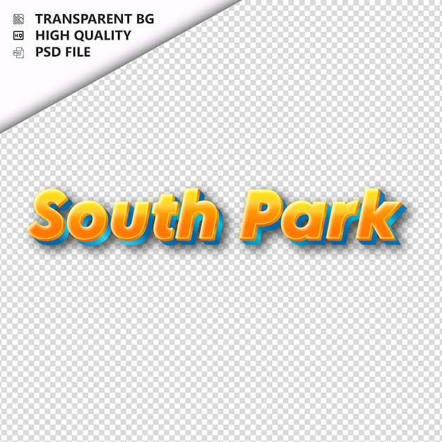 PSD southpark feito de texto laranja com sombra transparente isolado