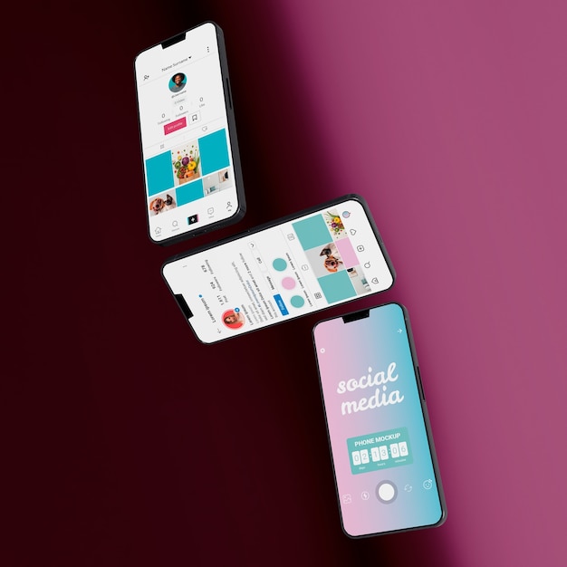 Soziale Medien im Telefon-Mockup-Design