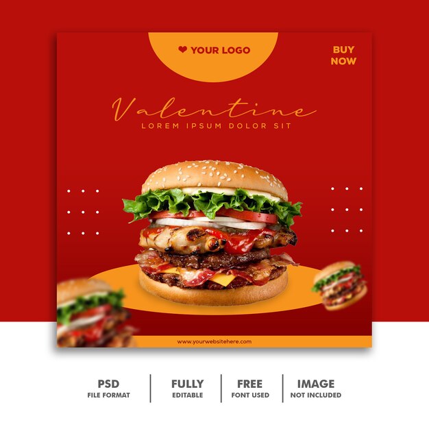 Soziale medien postkarte instagram, burger valentine