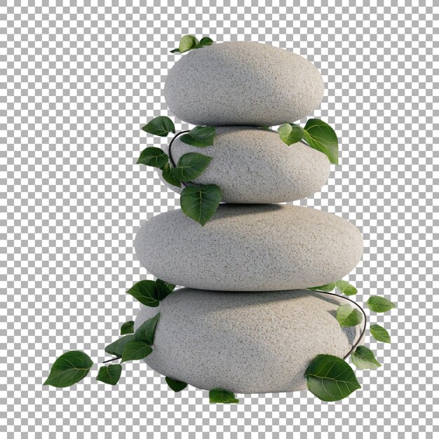 Spa piedras con hojas en fondo transparente Ai generado