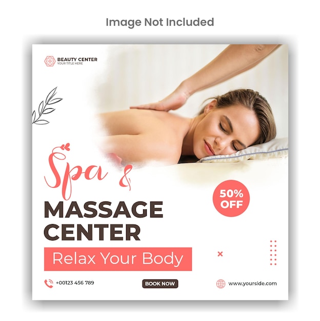 Spa- und Beauty-Center-Social-Media- oder Instagram-Post-Vorlagendesign