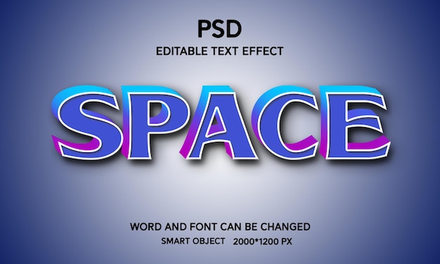 space 3d voll editierbarer texteffekt premium psd mit hintergrund