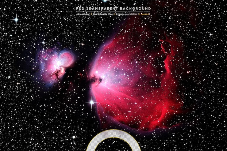 PSD space background realistic starry night cosmos on transparent background