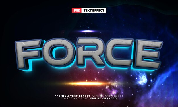 Space force galaxy glow 3d bearbeitbarer texteffektstil