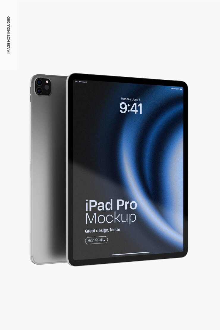 PSD space gray ipad pro mockup vista anteriore e posteriore