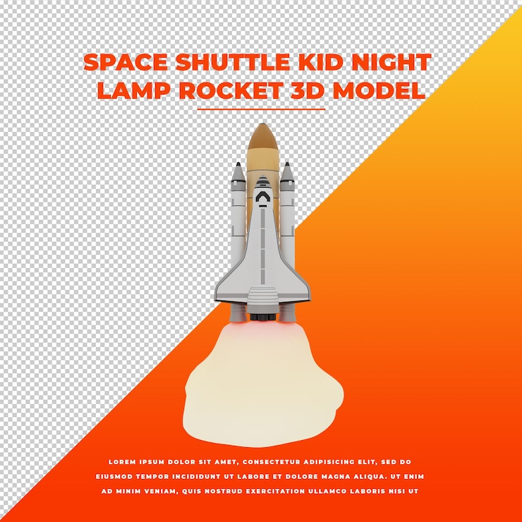 PSD space shuttle kid night lamp rocket isolated 3d model