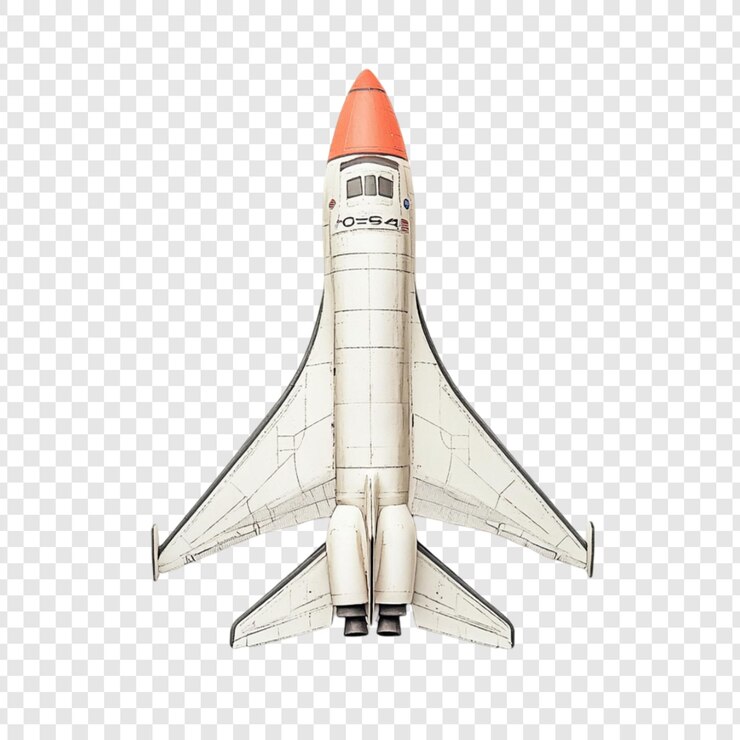PSD space shuttle top view vintage design rocket spacecraft flight travel exploration