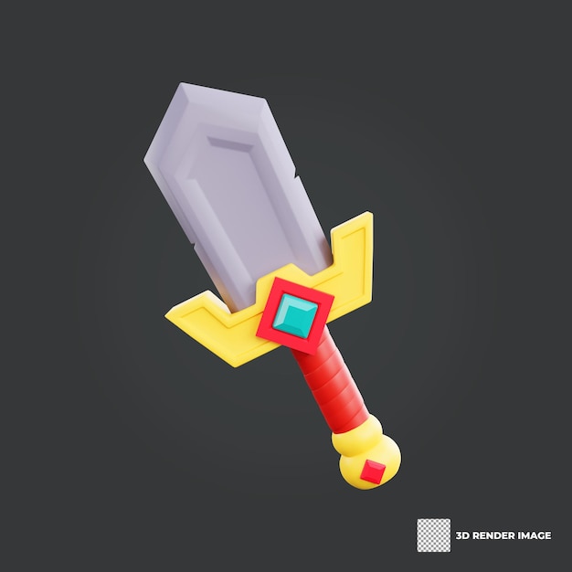 Spada dell'asset del gioco di rendering 3d