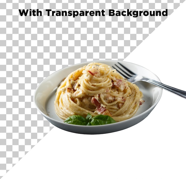 Spaghetti Bolognese sauce blanche avec des herbes dans une assiette PNG PSD isolé sur fond transparent