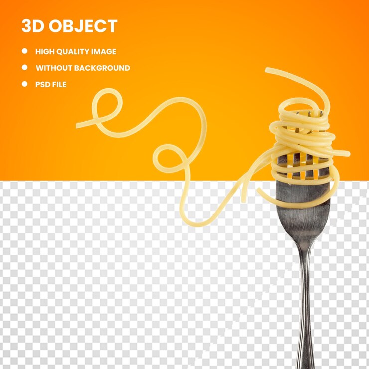 Spaghetti PSD piegati sulla forchetta