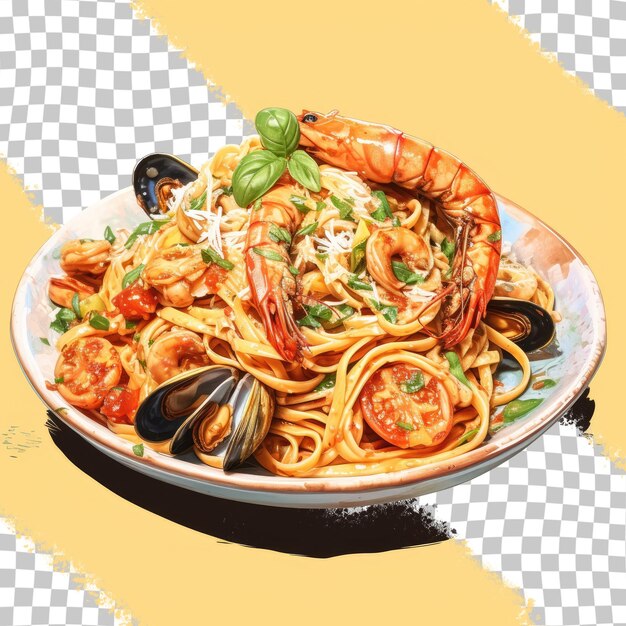 PSD spaghettis avec des fruits de mer