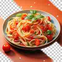 PSD des spaghettis à la tomate sur un fond transparent